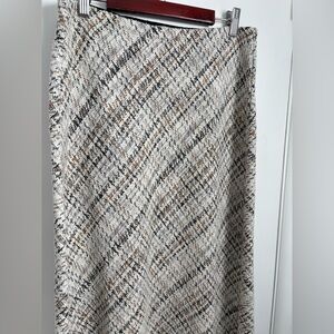 Max Studio Textured Neutral Plaid Skirt